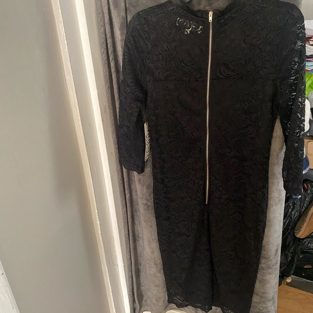 Women black dress lace top